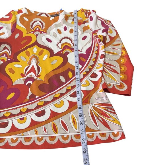 NWOT J. McLaughlin Catalina Women's Orange Geometric Pattern Long Sleeve Top XS - Picture 6 of 8